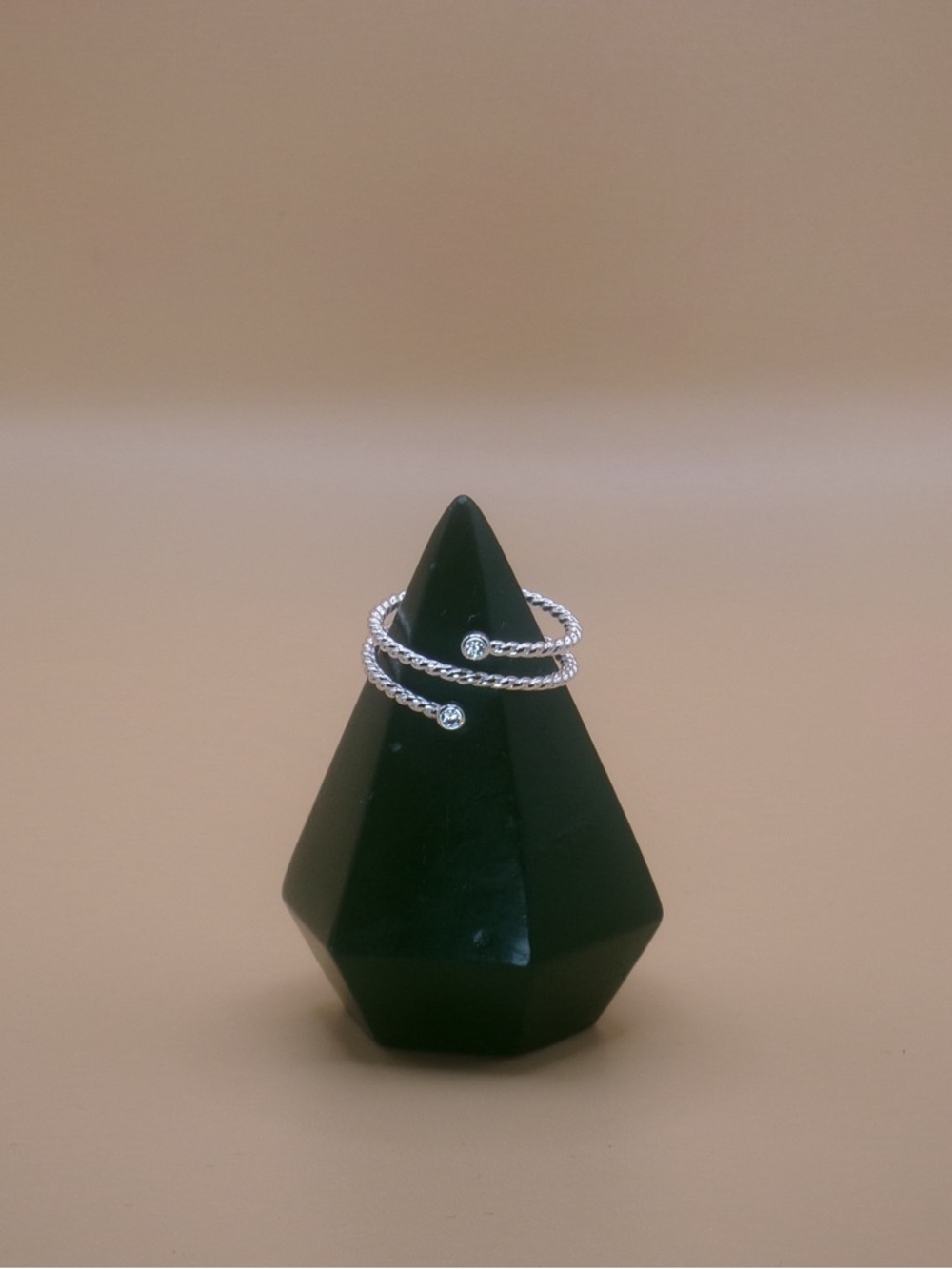 🌵Sterling Silver Twisted Open Band Ring with Cubic Zirconia